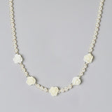 White Flower Beads With White Pearls Necklace (N102)