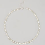 Silver & White Pearl Rondelle Cross Necklace (N134)