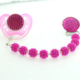 Hot Pink Crystal and Bumpy Pearl Pacifier Clip