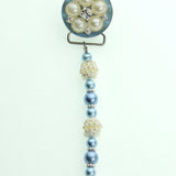 Blue, Pink, Cream Vintage Flower and Pearl Pacifier Clip