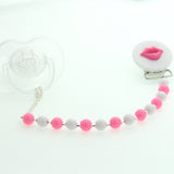 Multi Color Baby Lips Pacifier Clip with Matching Beads
