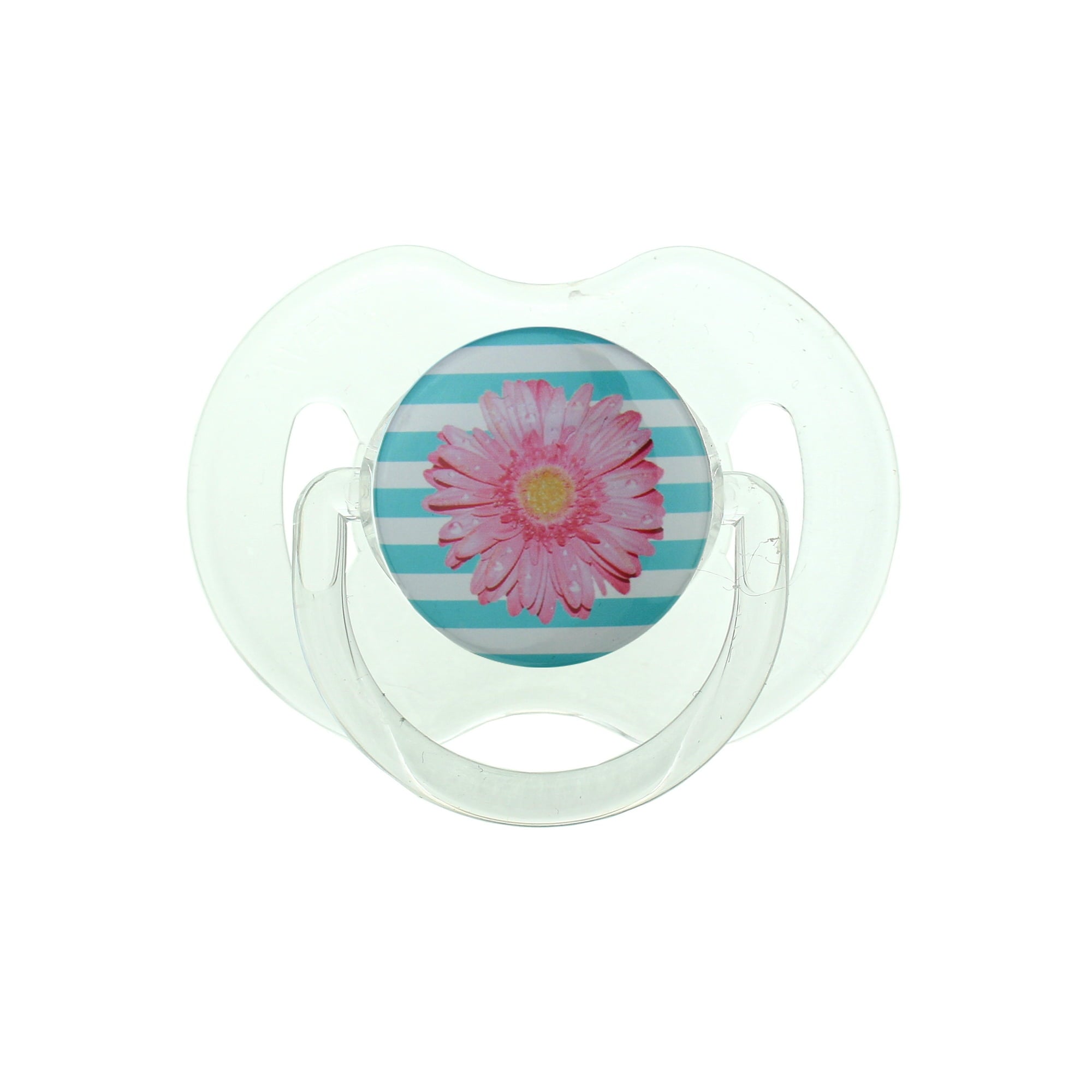 Pink Flower on Striped Background Pacifier