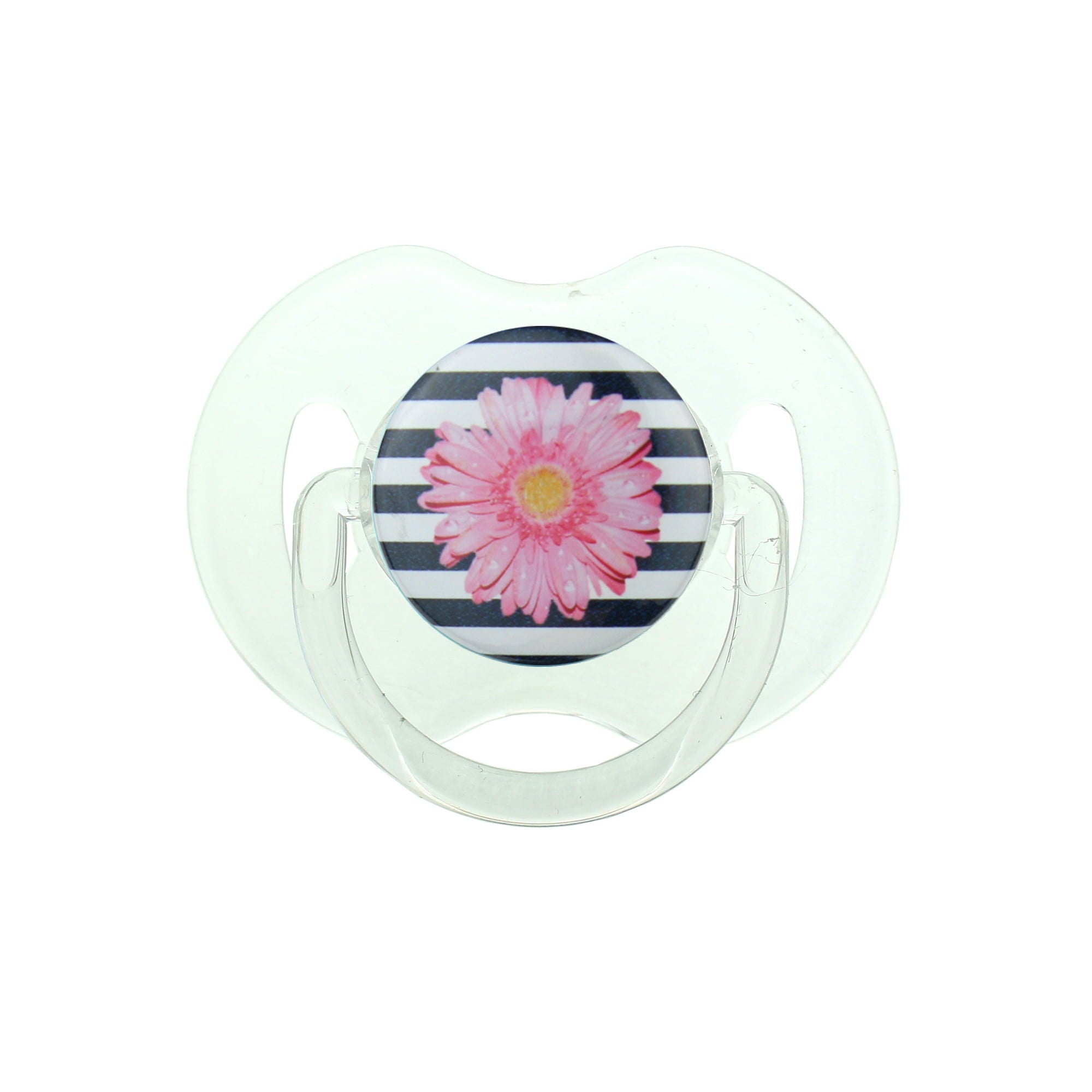 Pink Flower on Striped Background Pacifier