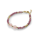 Elegant Baby Bracelet With Pink Tourmaline Beads, Pink Hearts, 14kt Gold Filled Beads (B2108)