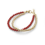 Elegant Infant/Child Bridesmaid, Evil Eye,  Double Bracelet,  Red Austrian Pearls, 14kt Gold Filled Beads (B2110)