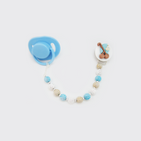 Blue Stroller Pacifier clip with blue and White Acrylic beads (CPBS)