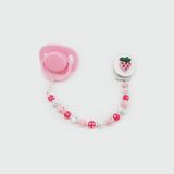 Strawberry Pacifier clip with Matching Mini Beads (cms)