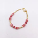 Indian pink sectional with gold filled beads bracelet (B2601)