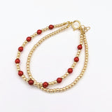 Red 3mm and gold filled double stackable bracelet (B2603)
