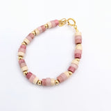 Pink shaded with gold filled beads bracelet (B2607-P)