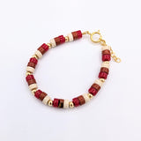 Red shaded with gold filled beads bracelet (B2607-R)