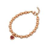 14kt rose gold beads with pearls and ruby heart charm child's bracelet (B2134-SH)