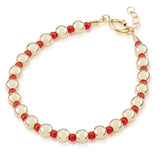 Stunning 14kt Gold Filled Bracelet, with gold and red beads (B2139-R)