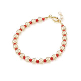 Stunning 14kt Gold Filled Bracelet, with gold and red beads (B2139-R)