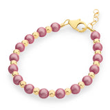 Classy Child/Baby Bracelet With Austrian Purple Pearls and 14kt Gold Filled Beads (B2141-MM)