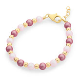 Classy Child/Baby Bracelet With Austrian Pink and Iridescent Pink Pearls, 14kt Gold Filled Beads (B2141-MP)