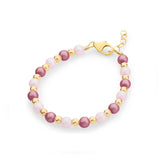 Classy Child/Baby Bracelet With Austrian Pink and Iridescent Pink Pearls, 14kt Gold Filled Beads (B2141-MP)