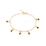 14k gold filled Heart shaped chain with multiple ruby charms, child bracelet (BC-3)