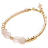 Lovely 14k Gold filled banglet bracelet with pink heart and gold beads | perfect gift for baby showers and birthdays (BN2501)