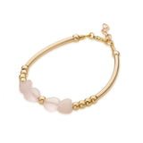 Lovely 14k Gold filled banglet bracelet with pink heart and gold beads | perfect gift for baby showers and birthdays (BN2501)