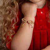 Bow Bracelet 14kt filled beads, waterproof and adjustable (B2501-R)