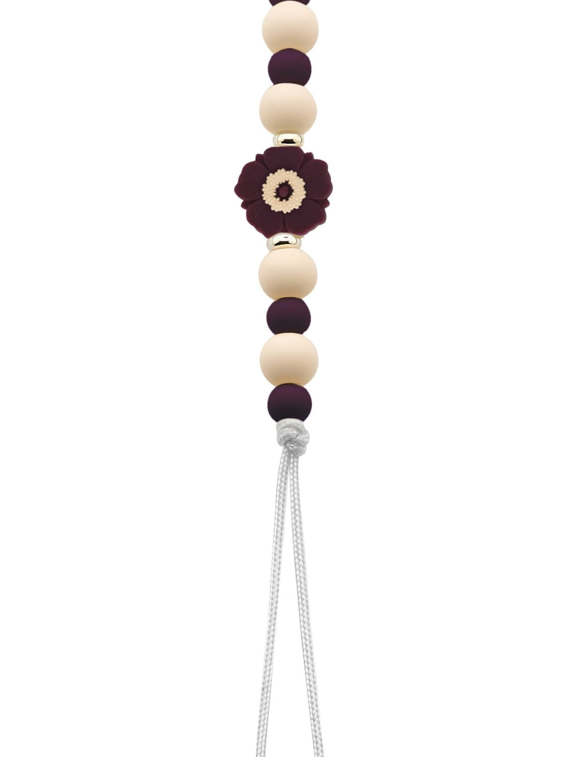 Silicone pacifier clip with center paisley flower bead (SP)