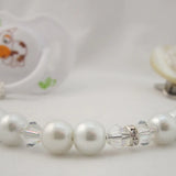 Lacy Flower Pacifier clip with Stunning Pearls and Crystals (CLB, CLW)