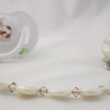 Blue, Beige Diamond Pacifier clip with Stunning Mother of Pearls (CMPB,CMPG)