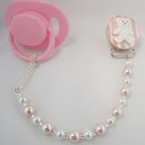 Bear Pacifier Clip with matching pearls (CT)