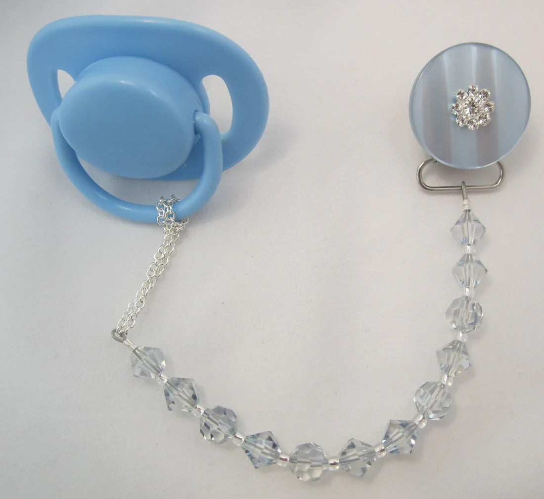 Sparkling Pacifier clip with European Crystals (CSW, CSB,CSP)