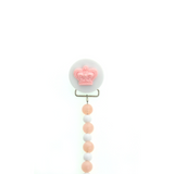 Ivory, Blue, Pink Crown with White  and Ivory Matching Beads Pacifier Clip