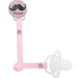 Personalized Name Girl  Mustache Pacifier Clip Only (PER 17)