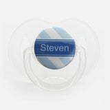 Personalized Name Light Blue Diagonally Striped Pacifier