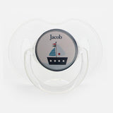 Personalized Name Blue Sailboat Pacifier