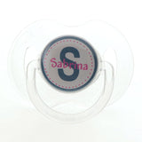 Personalized Name Denim & Hot Pink Pacifier