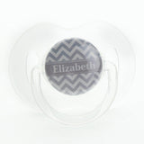 Personalized Name Unisex Grey Chevron Pacifier