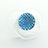 Quilted Crystal Bling Pacifier, Blue Shades