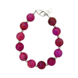Spring Purple Crazy Lace Agate and silver bead luxury sterling silver baby girl bracelet (b1722)