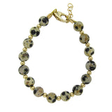 Spring Dalmatian Jasper and Gold filled bead Luxury baby girl keepsake bracelet gift (B1726)