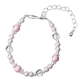 Pink Czech Glass Pearls and Hearts Infant Bracelet with 2" Extender (BPG23)