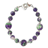 Purple design with green and silver spring child girl keepsake bracelet (B1714)