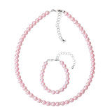 Pink Czech Glass Pearls with Silver Daisies Handmade Child Bracelet and Necklace (GSNB42)