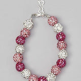 Luxury Pink Sparkly Pave Beads Sterling Silver Stylish Baby Girl Bracelet Keepsake Gift (BMSH)