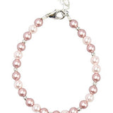Elegant Sterling Silver Mini Beads with Pink and Rose European Simulated Pearls Stylish Luxury Bracelet (BPRS)
