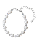 White Czech Glass Pearls and Crystals Toddler  Keepsake Bracelet Gift with 2" Extender (BPG04)