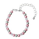 Rose and Sage Czech Glass Pearls and Crystals Baby  Keepsake Bracelet Gift with 2" Extender (BPG09)