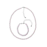 Light Pink Czech Glass Pearls and Crystals Handmade Bracelet and Necklace Gift Set (GSNB33)