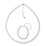 White Czech Glass Pearls with Silver Daisies Handmade Child Bracelet and Necklace (GSNB41)