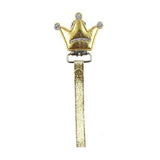 Crown pacifier clip with silver glitter accent ribbon