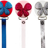 Glitter butterfly pacifier clip